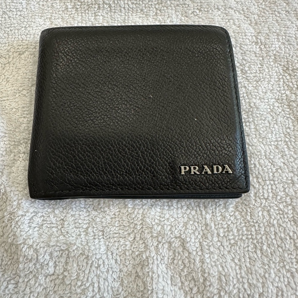 Prada Saffiano Black Leather Wallet Billfold